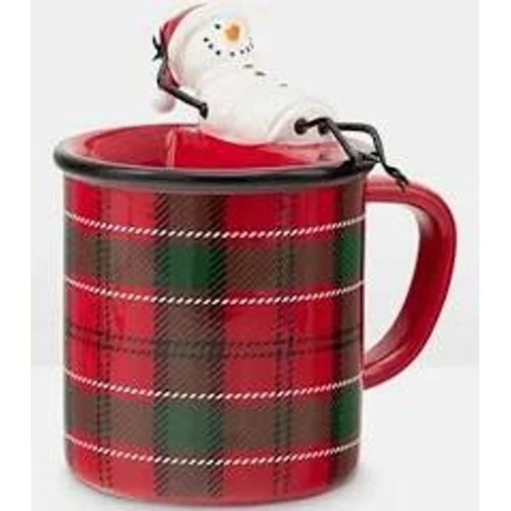 Scentsy Melt My Heart Warmer Red Plaid‎ Campfire Mug Marshmallow Snowman Holiday